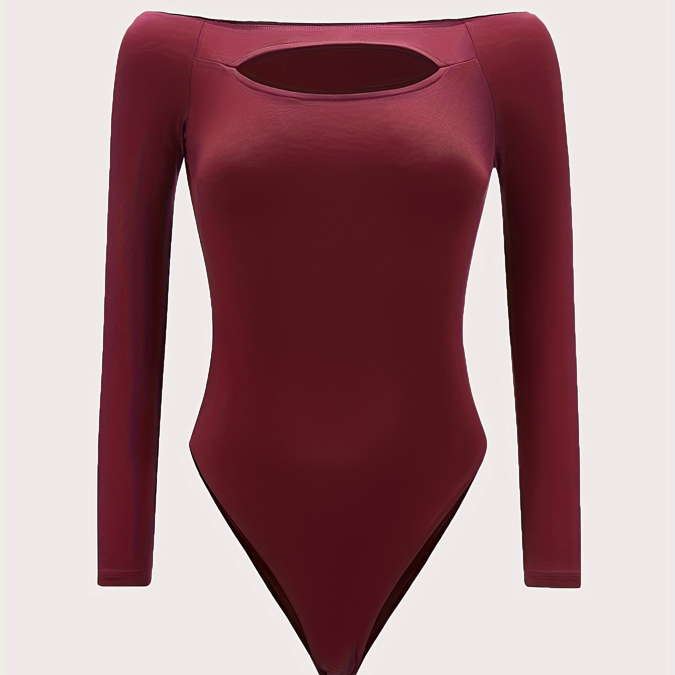 Off Shoulder Cut Out Bodysuit Long Sleeve Slim Fit Casual Bodysuit