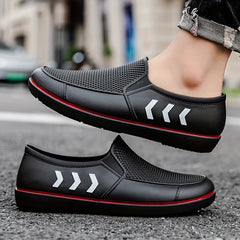 Men's Waterproof Slip On Low Top Rain Boots for Outdoor Activities