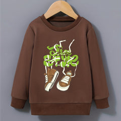 Cartoon Shoes Letter Print Kid's Sweatshirt Long Sleeve Top
