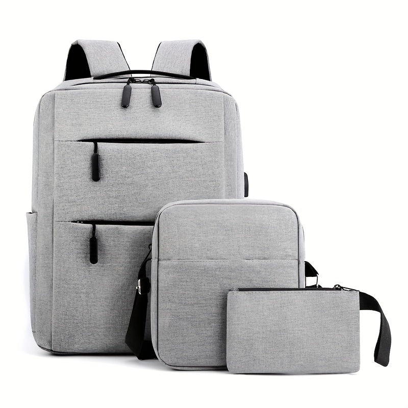 Business Laptop Backpack Canvas Travel Schoolbag with Crossbody Bag
