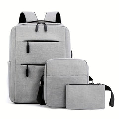 Business Laptop Backpack Canvas Travel Schoolbag with Crossbody Bag