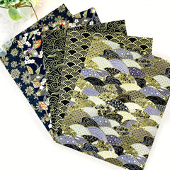 5pcs Japanese Cotton Fabric DIY Kimono Sewing Dolls Bags Clothing Navy