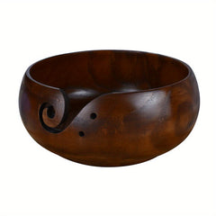 Wooden Yarn Bowl with Holes Crochet Holder Storage Bowls for Knitting