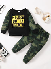 Toddler Baby Boy Camo Outfit Long Sleeve Sweatshirt & Pants Set