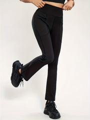 Solid Splicing Leggings Sports Fitness Yoga High Waist Trousers