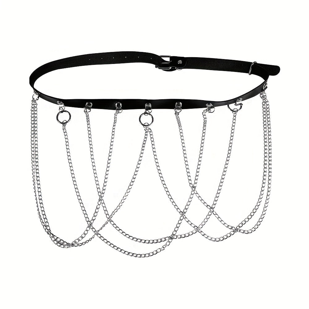Punk Leg Harness Belt Metal Chain & Leather Accessory