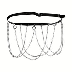 Punk Leg Harness Belt Metal Chain & Leather Accessory