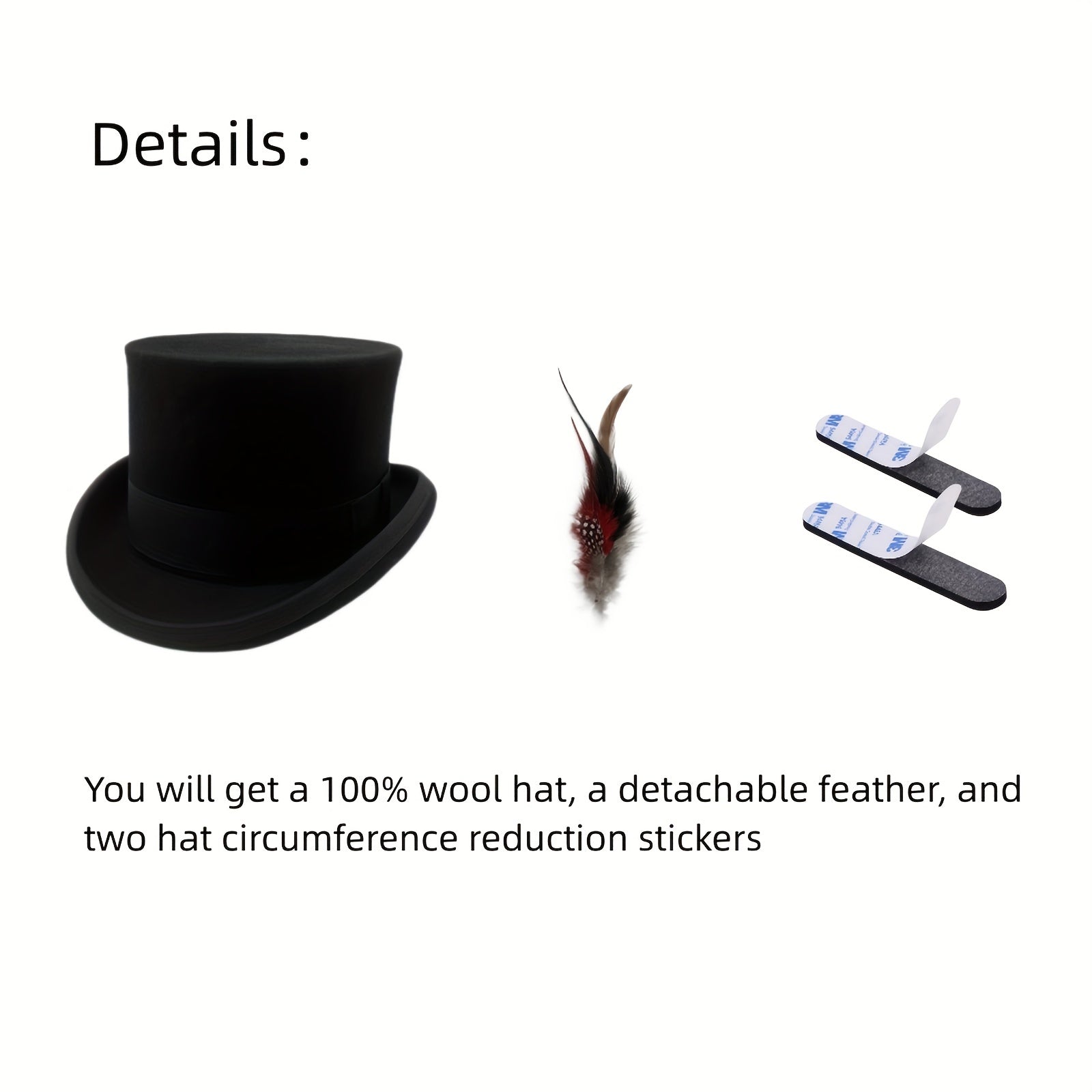 Men's 100 Wool Top Hat Satin Lined Party Dress Hats Derby Hat