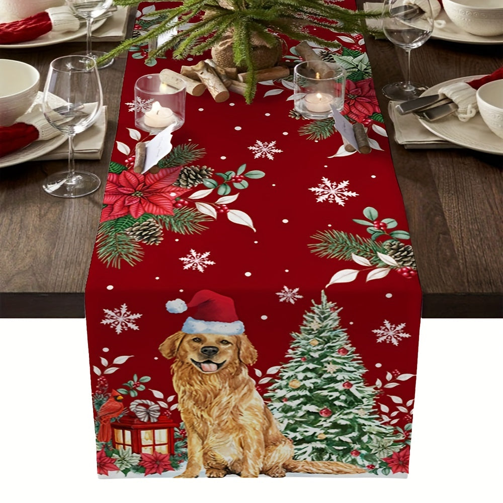 Polyester Square Table Runner Merry Christmas Theme Holiday Decoration