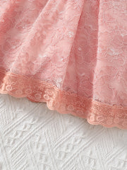 Baby Girl Lace Decor Floral Flutter Sleeve A line Princess Dress
