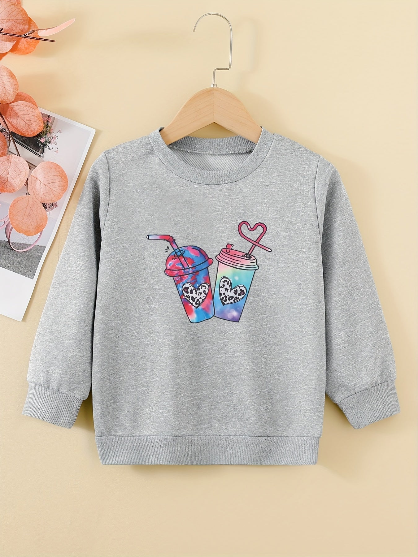 Tie Dye Graphic Sweatshirt for Girls Round Neck Pullover Tops