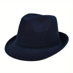 Vintage Trilby Fedora Cap Solid Felt Hat Classic Rolled Brim Jazz Hat