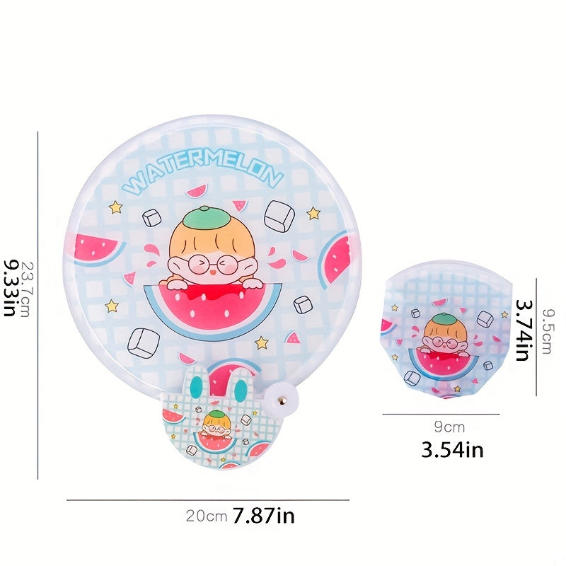 1pc Folding Fan Cartoon Round Fan Portable Mini Cooling Fan