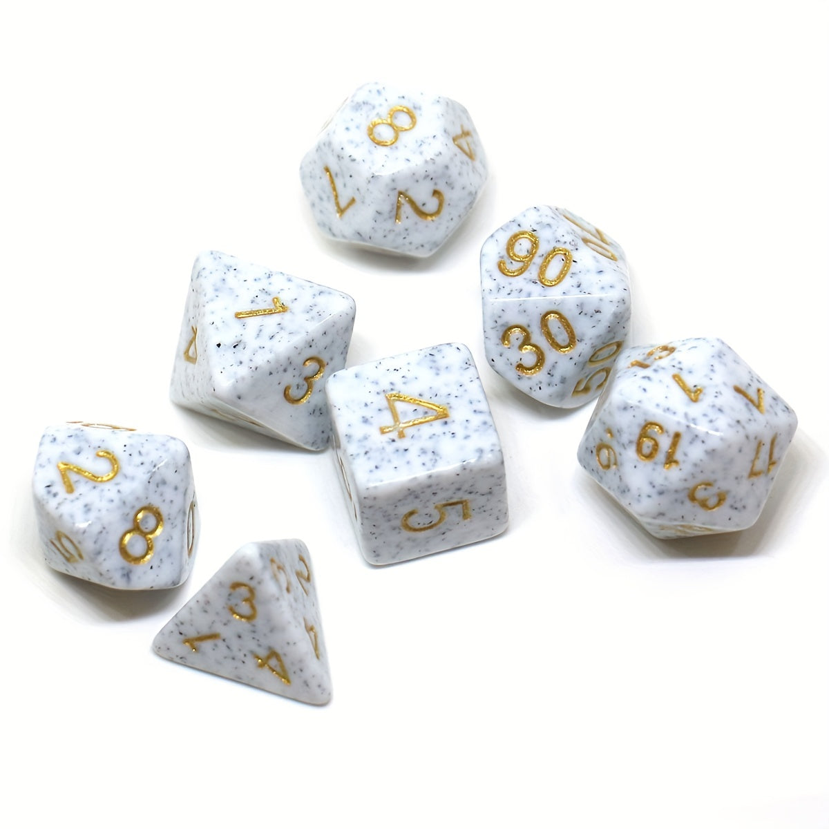 7pcs Stone Style Dice Board Game Dice Polyhedral RPG Dice