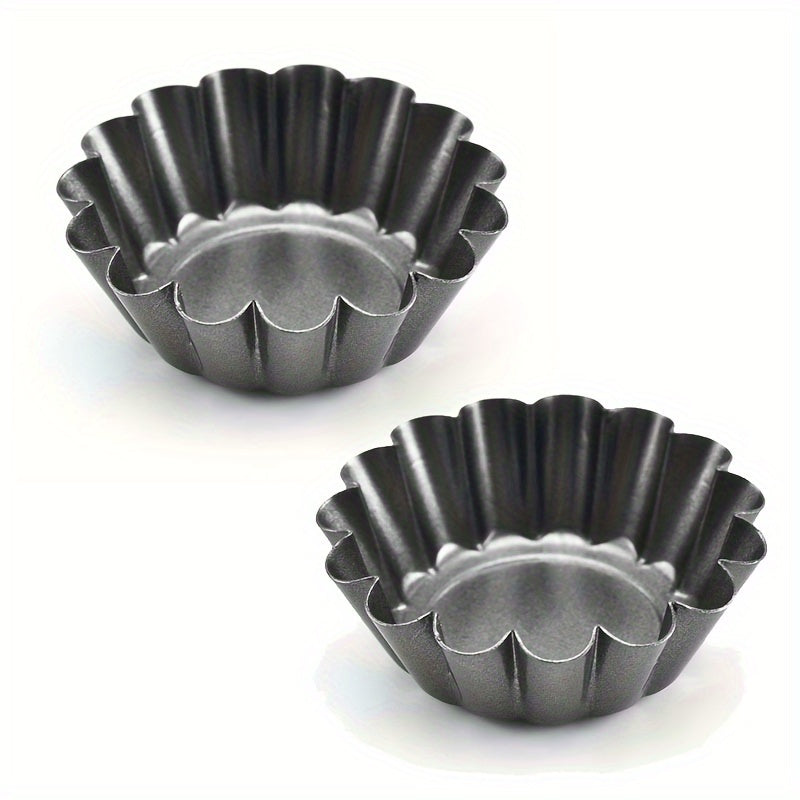 2pcs Reusable Egg Tart Mold Stainless Steel Baking Tool