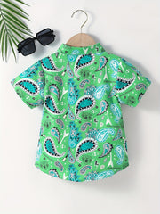 Graphic Print Creative Top Boys Lapel Shirt Summer Clothes