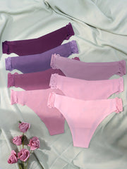 7pcs Lace Stitching Hipster Panties Seamless Low Waist Stretch Underwear