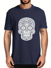Men's Floral Skull Graphic T shirt Casual Tee for Summer