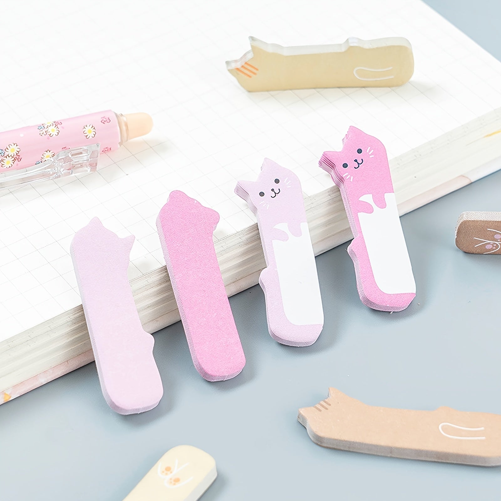 240 Sheets Cats Sticky Point Markers Cartoon Cat Sticky Notes Index Memo Pad