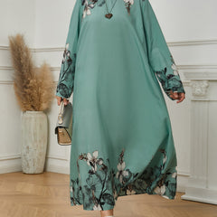 Boho Dress Floral Print Long Sleeve Loose Fit Maxi Dress
