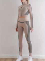 Yoga Workout Set Long Sleeve Jacket & Leggings Suit Women's Activewear