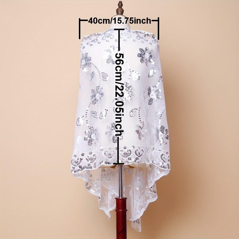 Lace Sequin Bridal Shawl Wrap for Autumn Wedding