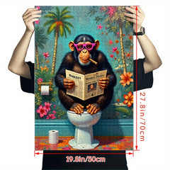 Chimpanzee Reading Newspaper Jigsaw Puzzle for Adults