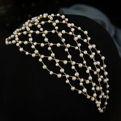 Faux Pearl Hair Tiara Hairband Wedding Accessories For Bride