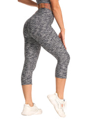 Seersucker High Waist Yoga Pants Moisture Wicking Compression Leggings