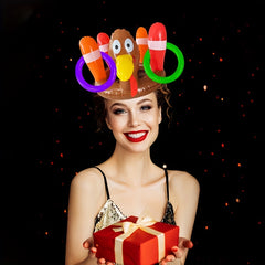 Inflatable Turkey Hat With Ferrules Set Thanksgiving Party Toy