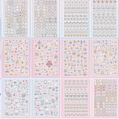 Cartoon Character Sticker Book - 14 Adorable Animal & Food Themed Stickers