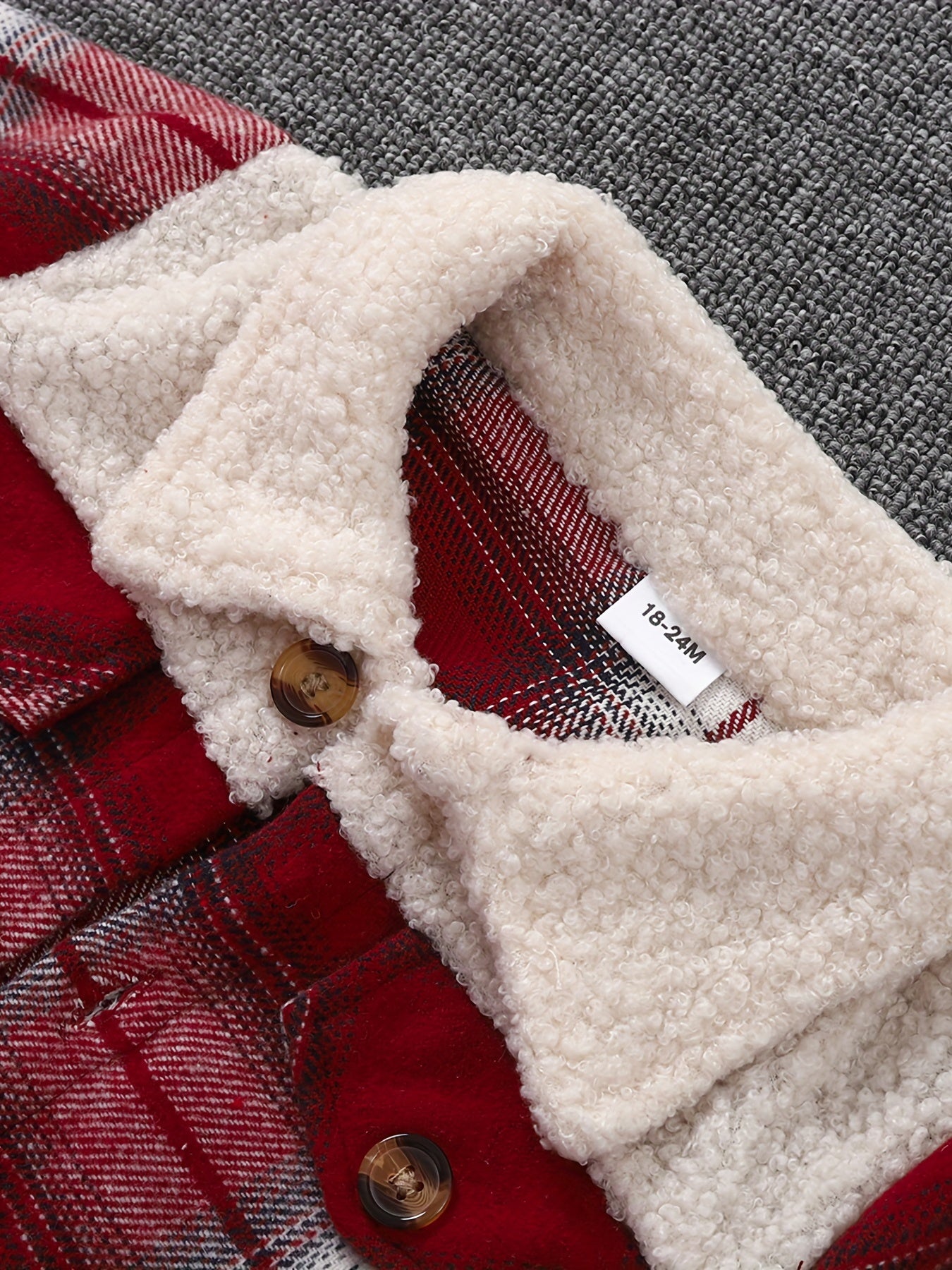 Boys Plaid Stretch Collar Fleece Jacket