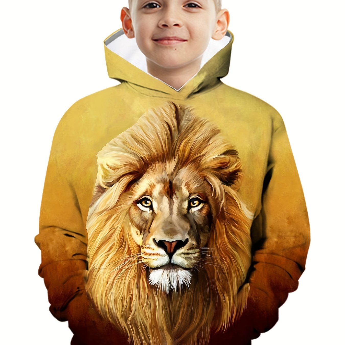 Lion 3D Print Kid's Hoodie Long Sleeve Top Casual Boy's Clothes