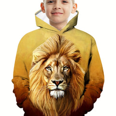 Lion 3D Print Kid's Hoodie Long Sleeve Top Casual Boy's Clothes