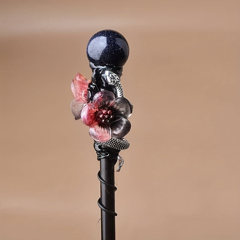Natural Crystal Wand Cosplay Halloween Scepter Witch Cane Gift