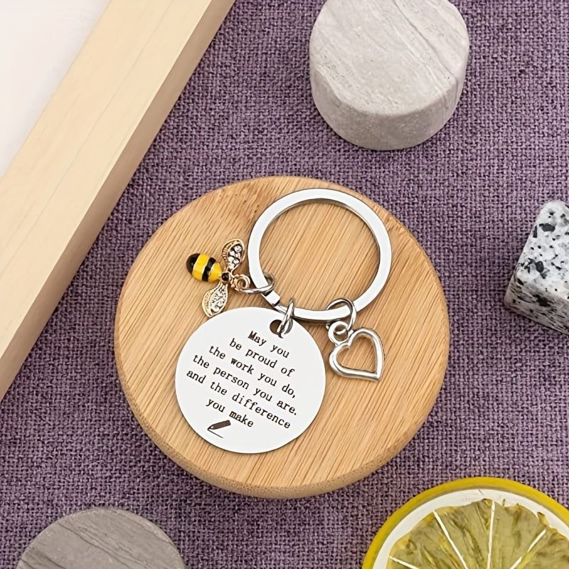 Bee Pendant Keychain Key Ring Teacher Appreciation From Students