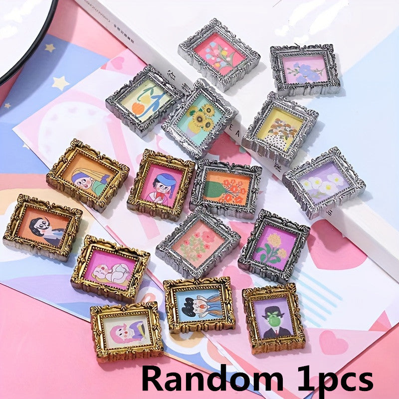 10pcs Retro Oil Painting Charms Mini Photo Frame DIY Jewelry Accessories