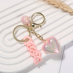 Heart Shape Pendant With Faux Pearl & Chain Key Holder For Women
