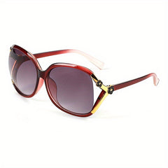 Oversized Gradient Lens Hollow Sunglasses Camellia Flower Decor Glasses