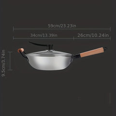 Non Stick Wok With Lid 34 01cm Stainless Steel Honeycomb Coating Deep Frying Pan