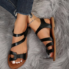 Women's Hook & Loop Flat Sandals Casual Slingback Beach Shoes