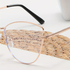 Cat Eye Blue Light Glasses Clear Lens Metal Glasses For Computer