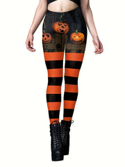 Spider Web Print High Rise Stretch Leggings