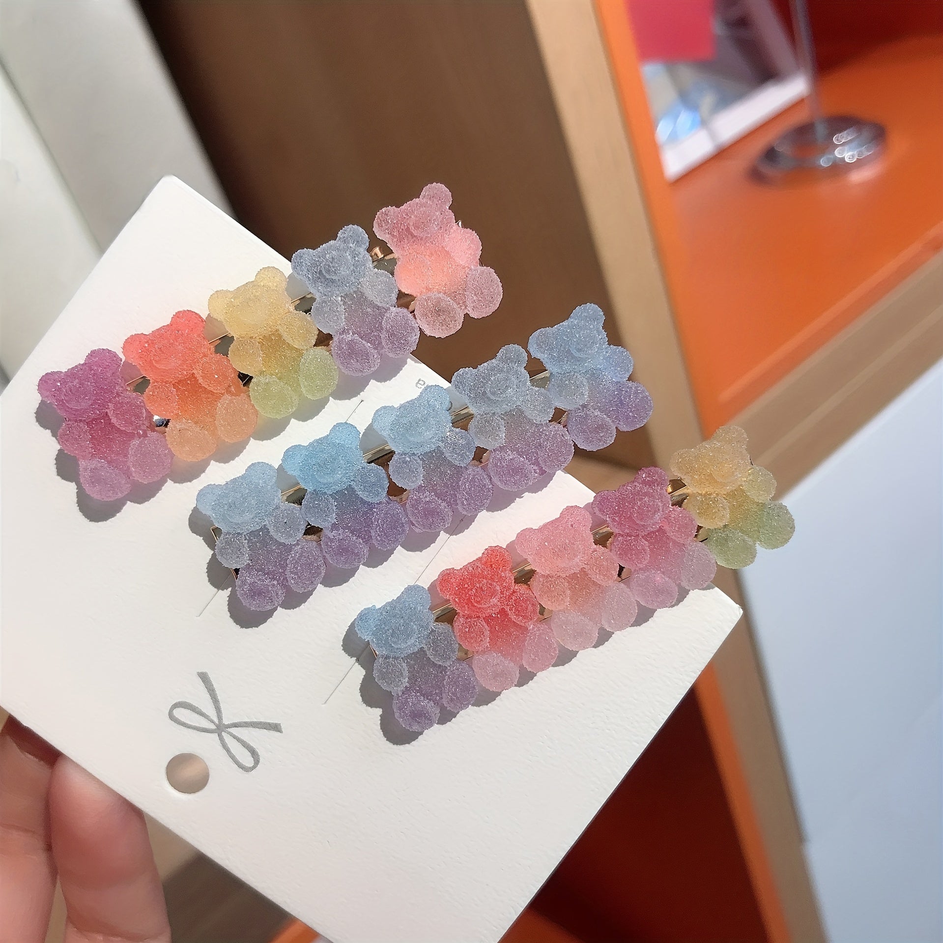 10pcs Baby Girls Gradient Bear Pattern Hair Clip Headwear