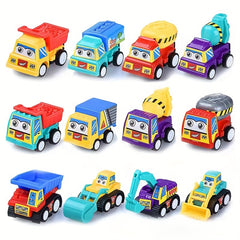 6 Mini Pull Back Cars Set Fire Truck Engineering Car Model Random