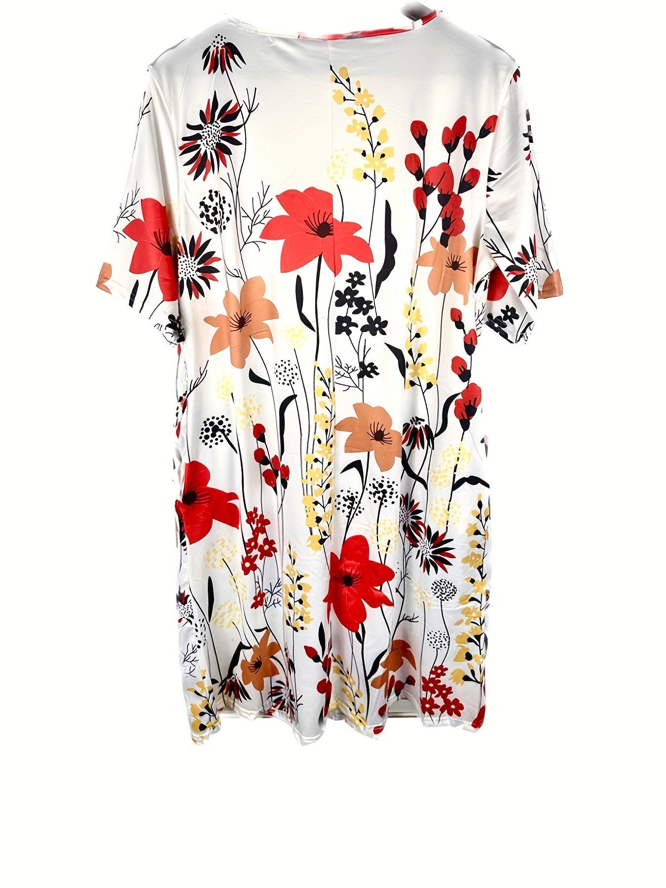 Casual Dress Women's Plus Floral Print Short Sleeve Dress