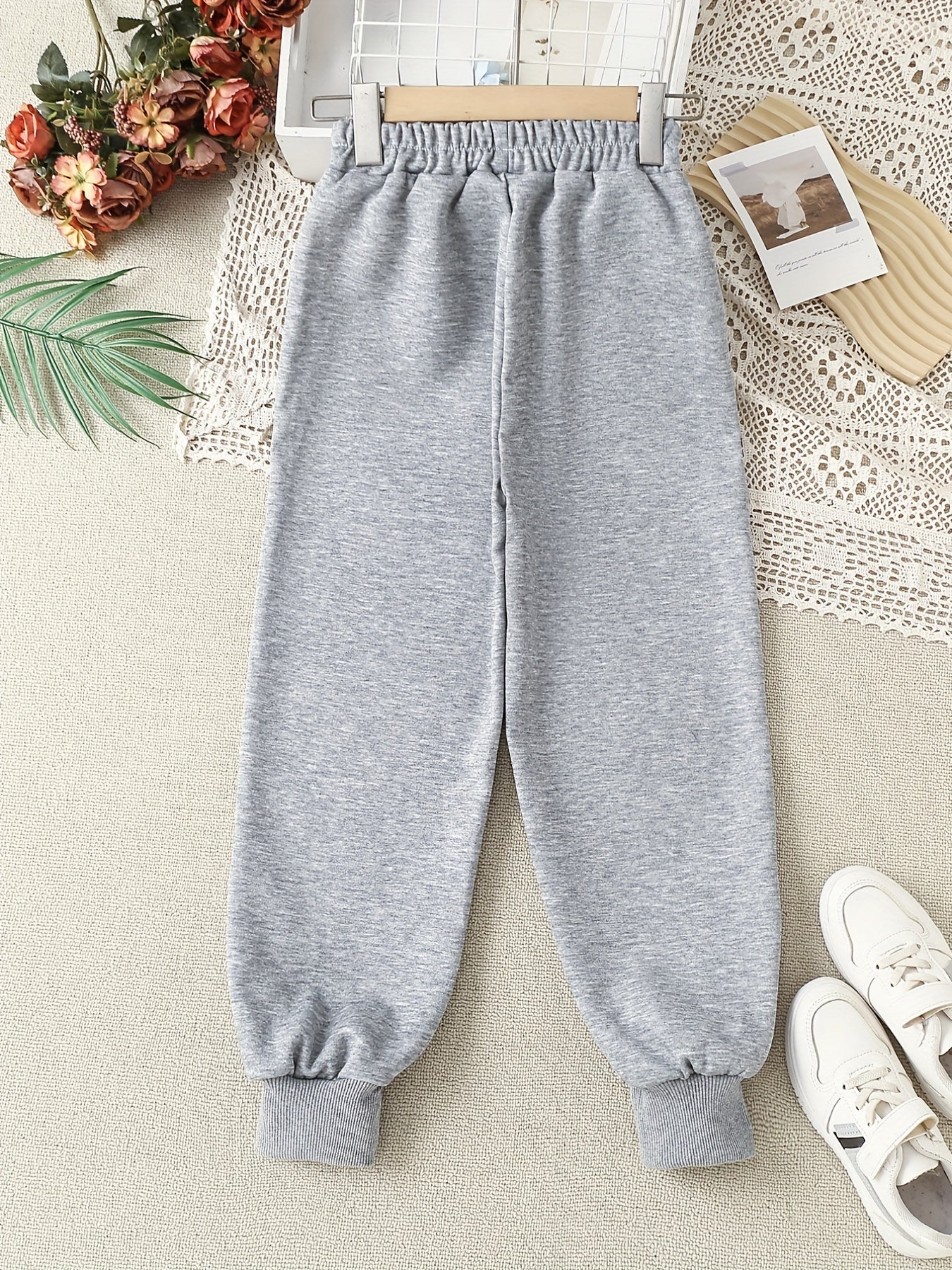 Girls' Heart Graphic Joggers High Waist Trousers Comfort Loose Sweatpants