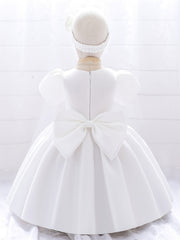 Girls Mesh Stitching Bow Princess Dress & Bow Headband Set