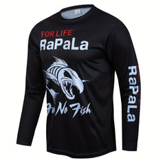 Men's Fish Bone Pattern Shirt Casual Crew Neck Long Sleeve Tee Top