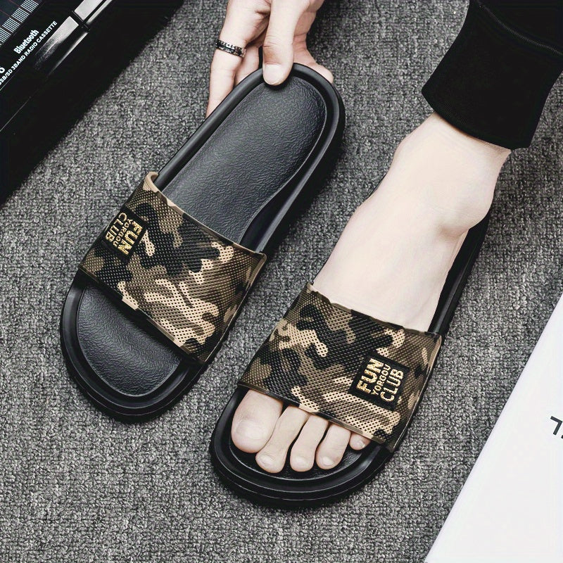 Men's Camo Outdoor Slides, Summer Casual Walking Slippers